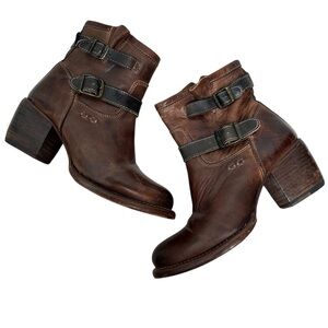 BED|STU Women's Brown Leather Ankle Boots Size 6.5